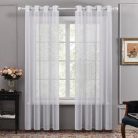 1 x RAW Customer Returns Deconovo White Semi-Sheer Voile Indoor Curtains, Curtains for Bedroom Living Room with Faux Linen Eyelet 2 Panels, 140X290 CM - RRP €27.12