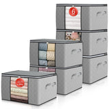 1 x RAW Customer Returns GoMaihe 6 Pack 90L Storage Bag Large Storage Box with Lid Reinforced Handles Not Easy to Tear, for Clothes Duvets Pillows Storage Boxes, Moving Boxes with Window Foldable - RRP €25.62