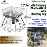 1 x RAW Customer Returns Campingmoon Camping Grill Stainless Steel Foldable Portable Charcoal Grill 35.6 cm with Carrying Bag MT-2 - RRP €49.49