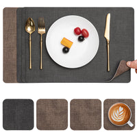 1 x RAW Customer Returns Myir JUN Washable Leather Placemats and Coasters, Double-Sided Placemats Set of 4 Non-Slip Placemats Leather Faux Leather Placemats Grey Brown, Set of 4  - RRP €18.65