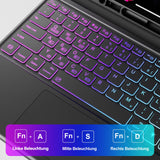 1 x RAW Customer Returns Earto iPad Pro 12.9 Keyboard 2022, DIY 3-Zone Lighting with 7 Colors, Case with Keyboard with Touchpad, Wireless QWERTZ Keyboard for iPad Pro 12.9 6th 5th 4th 3 Gen 2018-2022 , Black - RRP €62.99