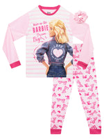 1 x RAW Customer Returns Barbie pajamas for girls Children s pajama set with scrunchie Pajamas for girls Pink 128 - RRP €24.99