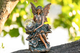 1 x RAW Customer Returns TERESA S COLLECTIONS Garden decoration for outdoors Elves garden figures for outdoors, solar glass balls lighting 25 cm angel statue made of polystone garden solar figures fairies fairy figure mother daughter gift - RRP €35.44