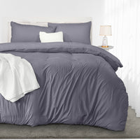 1 x RAW Customer Returns Utopia Bedding bed linen 200x200 set - microfiber duvet cover 200x200 cm 2 pillowcases 50x75 cm - grey - RRP €18.18