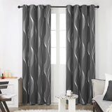 1 x RAW Customer Returns Deconovo Blackout Curtain for Modern Double Room with Silver Curved Lines with Eyelets 2 Pieces 140 x 245 cm Dark Gray - RRP €43.34