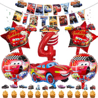 4 x Brand New VAVICRAP 52 Pieces Cars Balloons Birthday 4 Birthday Balloon Birthday Children Happy Birthday Banner Cupcake Toppers Cars Birthday Decoration Set for Birthdays Party Themes - RRP €31.84