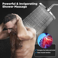 1 x RAW Customer Returns JINYOMFLY Self-cleaning rain shower head 10 inches, fixed shower head rain shower, large built-in shower heads, overhead shower, round rain shower head, shower head garden shower black  - RRP €21.99