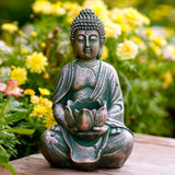 1 x RAW Customer Returns Yeomoo Meditation Buddha Figure Tealight Holder Candle Holder Decorative Living Room - Buddha Figures with Lotus Zen Room Decoration Garden Decoration for Outdoors with LED Tealight Personalized Gifts Copper 20CM - RRP €27.99