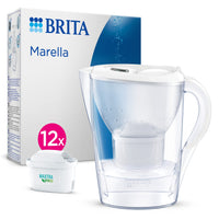 1 x RAW Customer Returns BRITA water filter jug Marella white 2.4l including 12x MAXTRA PRO all-in-1 cartridge year supply water filter to reduce limescale, chlorine, lead, copper taste-impairing substances in the water - RRP €74.99