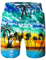 1 x RAW Customer Returns Loveternal Swim Trunks for Men 3D Palm Trees Swim Trunks Short Quick-drying Hawaii Swim Trunks Blue 3XL - RRP €24.22