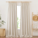 1 x RAW Customer Returns PONY DANCE Boho Curtains Linen Natural Curtains Living Room Rail Set of 2 H 245 x W 140 cm Curtains Linen Look Semi-Transparent Linen Curtain with Ruffle Tape Linen Curtains for Living Room - RRP €36.25