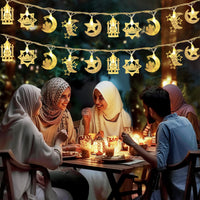 2 x Brand New Ramadan Eid LED battery fairy lights, 3M Ramadan Eid fairy lights decoration, bright Ramadan moon castle decoration, suitable for indoor and outdoor garden decoration, warm white - RRP €40.8