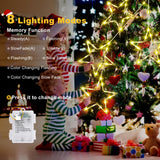 1 x RAW Customer Returns GlobaLink light curtain window for Christmas, battery operated 5 star curtain lights with 8 modes, IP65 waterproof star fairy lights with timer for wedding balcony window warm white and colorful  - RRP €28.99