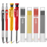 1 x RAW Customer Returns Enhon Deep Hole Marker Pencil Set, 36 Leads 4 Pieces Deep Hole Woodworking Pencils with Built-in Sharpener, Carpenter Pencil for Architectural Construction Black, Red, Yellow  - RRP €19.15