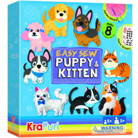 1 x RAW Customer Returns KRAFUN Easy Sewing Kit for Kids Beginners, 9 Easy DIY Puppy Kitten Dog Cat Plush Doll Projects, Instructions and Felt, Gift for Girls, Boys - RRP €27.99