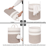 1 x Brand New 3-piece blanket basket, 1-piece 40L cotton rope laundry basket and 2-piece mesh laundry bag,Laundry Basket with Handle for Living Room, Laundry Basket for Pillows, Toys, Clothes. - RRP €18.24