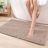 1 x RAW Customer Returns DEXI bathroom rug 50 x 80 cm, chenille bath mat, non-slip, soft bath mat, machine washable, microfibre absorbent bath mat for bathtub, shower and bathroom - beige - RRP €26.99