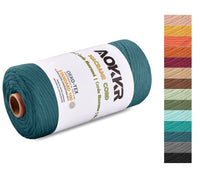 1 x Brand New Macrame Cord 3mm 100m, AOKKR Macrame String Single Oeko-Tex Standard Cotton Thread, Combed Cotton Single Strand Macrame Cord for DIY Crafts, Wall Hanging Vase Tapestry Party, Peacock Blue - RRP €14.93