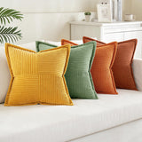 1 x RAW Customer Returns MIULEE Set of 4 Corduroy Cushion Covers Soft Throw Pillows Decorative Pillowcase Modern Cushion Cover Sofa Cushion Decorative Pillow Couch Cushion for Living Room Bedroom Orange Green Series 50 x 50 cm - RRP €32.99