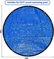 1 x RAW Customer Returns 366CM Round Pool Cover - Swimming Pool Cover - Round Swimming Pool Cover, Tarpaulin Protective Tarpaulin Windproof Rainproof Dustproof, Blue - RRP €24.19