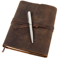 1 x RAW Customer Returns moonster Refillable Leather Diary for Adults - Gift Set with Luxury Pen Handmade Leather Bound Notebook A5 - Perfect Leather Notebook for Travel and Writing on the Go - RRP €29.95