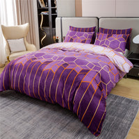 1 x RAW Customer Returns Shamdon Home Collection bed linen 220 x 240, geometric marble pattern duvet cover set and 2 pillowcases 80 x 80 cm, 3-piece soft fluffy bed linen set with zip, purple - RRP €29.23