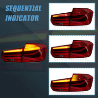 1 x RAW Customer Returns VLAND Tail Lights Compatible with BMW 3 Series F30 F35 F80 2012-2018 with Turn Signal Sequential Indicator Tail Lights, Red, E-mark - RRP €329.99