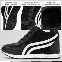 1 x RAW Customer Returns Sosenfer women s sneakers with wedge heel wedges 7cm shoes breathable lightweight sports shoes running shoes casual shoes sneakers black 40 - RRP €40.33