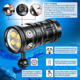 1 x RAW Customer Returns Diving Flashlight, LetonPower TS SX 11000Lumens Professional Diving Flashlight, 100m Diving Flashlight, High CRI Underwater Video Flashlight, with Type-C Charging for Professional Outdoor Underwater Sports - RRP €179.99