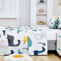 1 x RAW Customer Returns HOMEYA - Children s sheet set for 90 cm bed - 3-piece summer sheet set, 1 fitted sheet 90x190, 1 flat sheet 165x260 and 1 pillowcase 45x125 Dinosaurs  - RRP €18.73