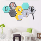 1 x RAW Customer Returns HyFanStr 8 Pieces Felt Hexagonal Pin Board, Self-Adhesive DIY Memo Board with 16 Pieces Pushpins, Colorful Bulletin Board Wall Decoration for Office, Kitchen - RRP €18.14