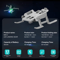 1 x RAW Customer Returns STARTRC Mini 3 Landing Gear Foldable Extended Leg with Flash LED Lights Landing Gear for DJI Mini 3 Accessories Only for Mini 3  - RRP €22.34