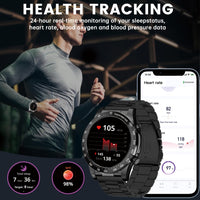 1 x RAW Customer Returns RollsTimi Smartwatch Men Call and Voice Assistant 1.43 AMOLED HD Screen Smartwatch with Heart Rate Monitor SpO2 Sleep.107 Sports Modes, IP68.Compatible with Android iOS. - RRP €49.99