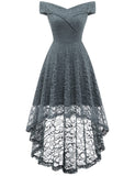 1 x RAW Customer Returns Homrain Women s 50s Dresses Formal Lace Dress Evening Dresses Vintage Retro Ball Gown Swing A-Line Cocktail Dress Floral Lace Evening Dress Grey XL - RRP €40.6