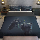 1 x RAW Customer Returns SHUAIG Gaming Duvet Cover Gamepad Bedding Set Bedding Set Microfiber Print Bed Sheet and Pillow Cover. Black Concept, 220x240cm  - RRP €39.99