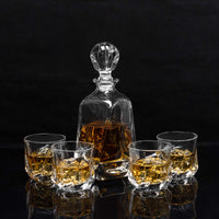 1 x RAW Customer Returns KANARS Whiskey Decanter and Glasses, 650 ml Whiskey Decanter with 4 Glasses 210 ml for Scotch, Martini, Cognac, Bourbon, Cocktail, Exquisite Gift Box, 5-Piece Set - RRP €59.99