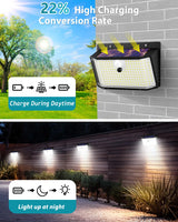 1 x RAW Customer Returns kolpop 208LED 4 Pieces Solar LED Outdoor Light with Motion Sensor, 3 Modes Spotlight Outdoor Solar Lamp IP65 Waterproof Lamps Outdoor Solar Lights for Garden, Garage, Wall - RRP €28.99