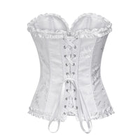 1 x RAW Customer Returns SZIVYSHI Women s Sweetheart Lace Overbust Corset Plastic Boned Bustier Top White 1 36 - RRP €28.99