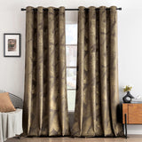 1 x RAW Customer Returns MIULEE Curtains Velvet with Gold Foil Leaves Pattern, 2 Pieces Taupe Velvet Curtains with Eyelets, Each 175 cm High, Super Soft Velvet Curtain Opaque for Decoration Living Room Bedroom, Beautiful Velvet Curtain - RRP €33.26