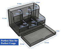 1 x RAW Customer Returns Housolution Desk Organizer, Iron Storage Rack with 8 Compartments, Mesh Desktop Organizer Office Pen Holder for Pens Staplers File Clips Sticky Notes - Black - RRP €26.54