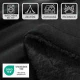 1 x RAW Customer Returns Blumtal Premium Sherpa Blanket 230 x 270 cm - warm blanket Oeko-TEX certified thick sofa blanket, bedspread or living room blanket, black - RRP €49.57