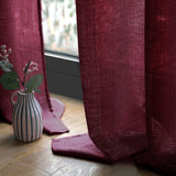 1 x RAW Customer Returns MIULEE Set of 2 Voile Curtains Sheer Linen Curtain with Eyelets Transparent Irregular Texture Curtain Eyelet Curtain Window Curtain Translucent for Bedroom 245 x 140cm H x W Wine Red - RRP €33.99