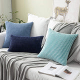 1 x RAW Customer Returns MIULEE Set of 2 Cushion Covers Corduroy Decorative Pillow Case Sofa Cushion Decorative Couch Cushion Cover Soft for Living Room Bedroom 45 x 45 cm, 18 x 18 Inch Light Blue - RRP €18.99