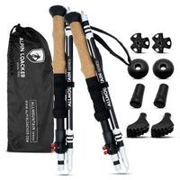 1 x RAW Customer Returns Alpin Loacker hiking poles foldable aluminum with cork handle I Nordic walking poles for men and women for skiing and hiking I Lightweight foldable trekking poles telescopic for mountain sports, 115-135 cm - RRP €50.41