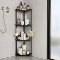 1 x RAW Customer Returns Orimade Rustproof 4 Pack Standing Shower Caddy, Freestanding Corner Shelf Shower Shelf with 4 Hooks, Standing Shelf, Rustproof, Plastic-Metal Connections 10.8 x 10.8 x 44.6 inches White - RRP €35.52