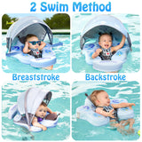 1 x RAW Customer Returns HECCEI Baby Swimming Ring Mambobaby Non-Inflatable Swimming Ring with Sun Canopy Tail, Soft Waterproof Skin Friendly Baby Float Ring Swimming Trainer for Children 3-24 and 3-48 Months - RRP €110.99