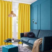 3 x RAW Customer Returns Deconovo opaque curtains with ruffle tape noise protection cold protection, 245 x 140 cm height x width , mustard yellow, set of 2 - RRP €112.47