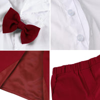 1 x RAW Customer Returns mintgreen Baby Boy Clothes, 3 Pieces Ceremony Wedding Suits Baptism Dress Long Sleeves Shirt Vest Trousers Bow Tie, Burgundy, 12-18 months, 80 - RRP €38.9