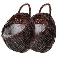 1 x RAW Customer Returns Zerodeko wall baskets 2 pieces woven flower basket rattan basket straw flower pot with handle seagrass basket plant basket planter planter hanging pot for home balcony garden country house decoration - RRP €19.97