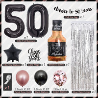 2 x Brand New 50th Birthday Decorations for Women, Men, AivaToba 50th Birthday Decorations, Rose Gold, Black, 50th Birthday Balloons, Happy Birthday Banners, Whiskey Balloons for 50th Birthday Decorations - RRP €38.4